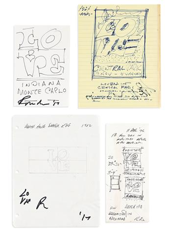 ROBERT INDIANA Collection of 12 drawings relating to LOVE projects.